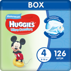 Huggies Ultra Comfort Disney Box Boy 4 (8-14кг) 126шт
