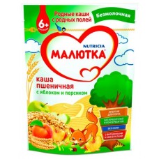 Nutricia Малютка Каша Безмолочная Пшеничная с яблоком и персиком 200 гр