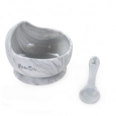 Тарелка на присоске, с ложкой, цвет мрамор