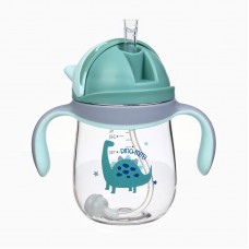 Mum&Baby Поильник детский с трубочкой «Котик», 280мл., +9мес., цвет серо-голубой, арт.9846619