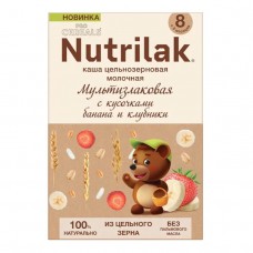 Nutrilak Premium Мультизлаковая с кусочками банана и клубники каша молочная 200г