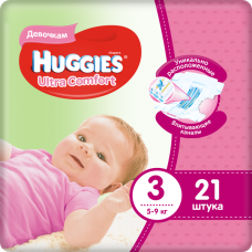 Huggies Ultra Comfort для  девочек 3 5-9 (21 шт)
