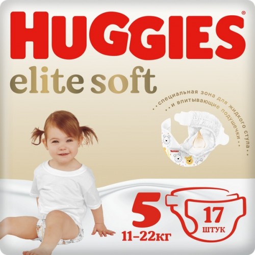 Huggies Elite Soft 5 (12-22 кг) 17 шт