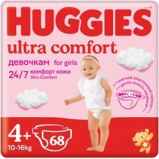 Huggies Ultra Comfort для девочек 4+ 10-16 (68 шт)