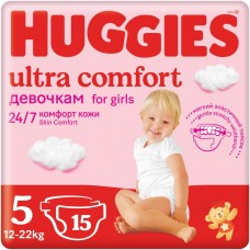 Huggies Ultra Comfort для девочек 5 12-22 (15 шт)