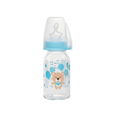 NIP бутылочка стеклянная 125мл с соской силикон, размер 1