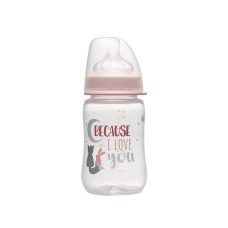 NIP Бутылочка пластиковая д/девочки 260 мл, с соской силикон 0+