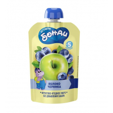 Фруктовое пюре Бегемотик бонди Яблоко-черника пауч 90 гр