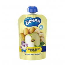 Фруктовое пюре Бегемотик бонди Яблоко банан с печеньем пауч 90 гр