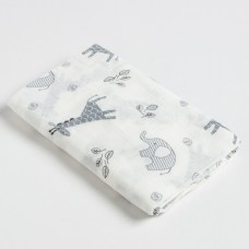 Пелёнка Крошка Я 70*120 см Слоники, муслин двухслойный, 100% хлопок   7357522