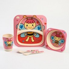 Крошка Я Набор бамбуковой посуды «Бабочка», 5 предметов: тарелка, миска, стакан, вилка, ложка   4780