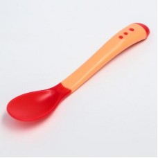 Крошка Я Ложка детская для кормления, термочувствительная, цвет красно-бежевый арт.2300120