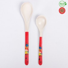 Крошка Я Набор приборов для кормления из бамбука, ложка 2 шт., цвет розовый/красный 4591154