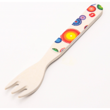 Вилка из бамбука, цвет и рисунок МИКС